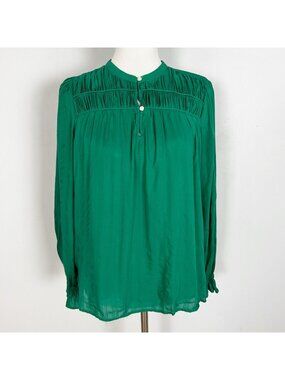 Loft Green Pullover Top Pleated Flowy Classic Size Small Women's